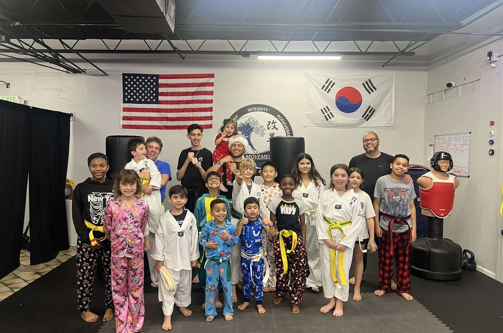 Junior martial arts class at Movement Taekwondo Center